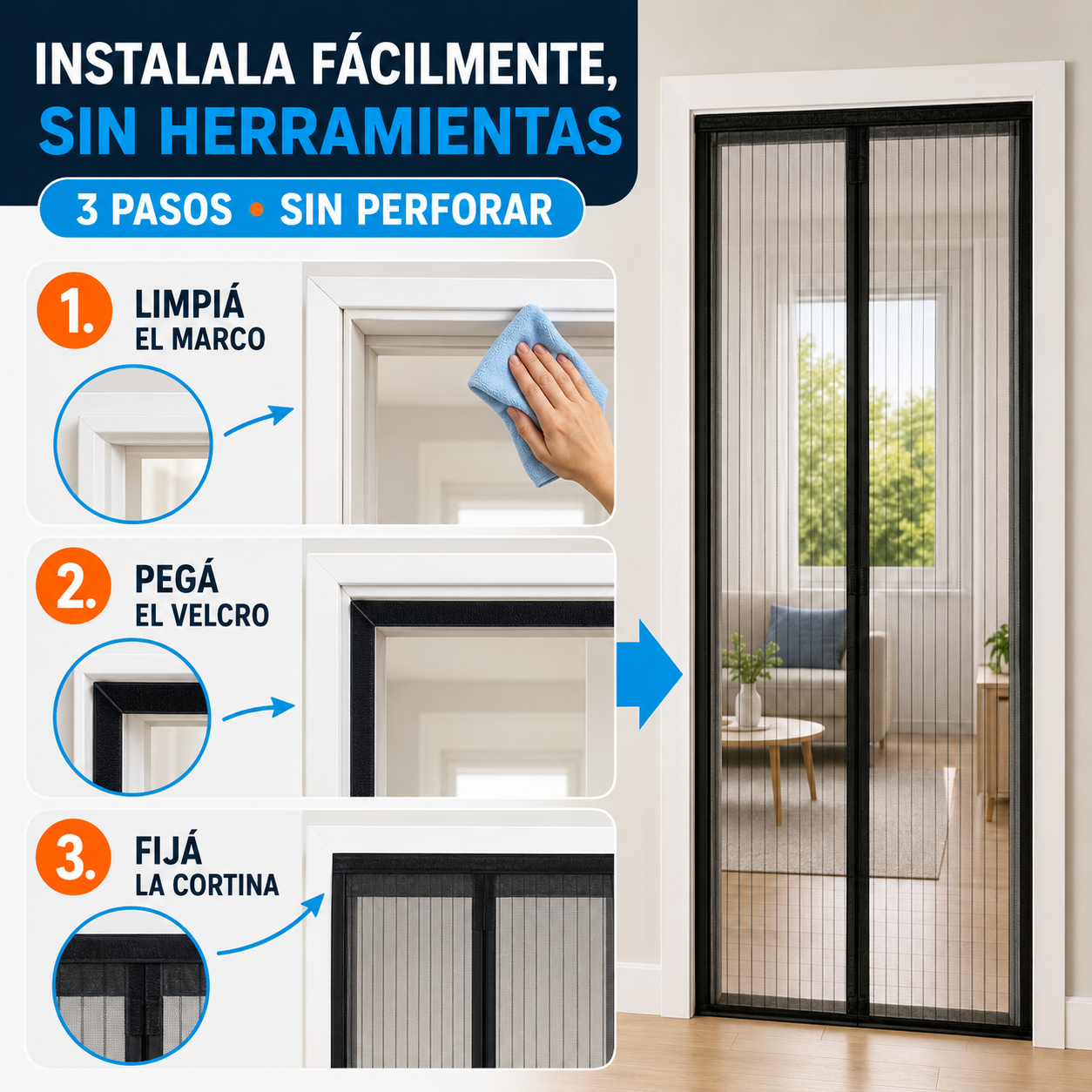 MosquiMag™ | Cortina Mosquitera para Puertas